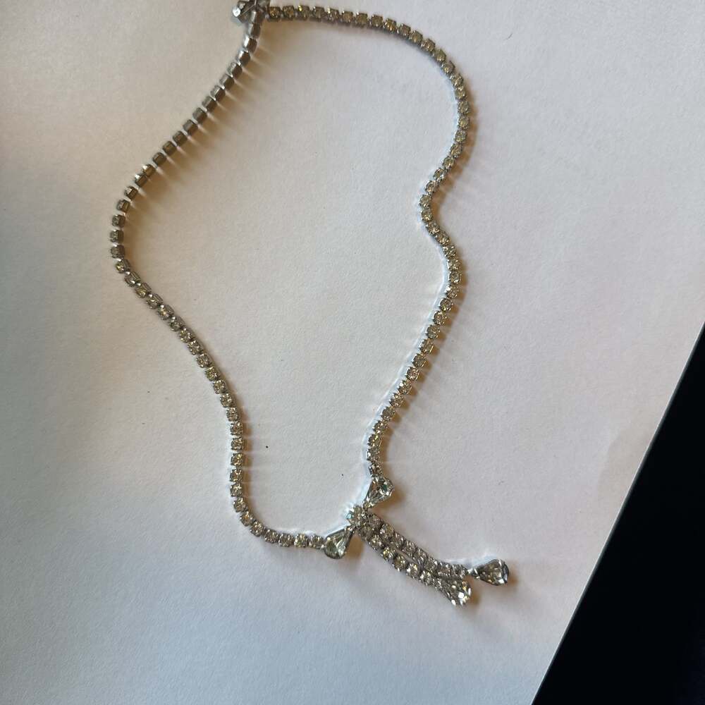 Vintage Byer Bros Pronged Clear Rhinestones Choker Necklace
